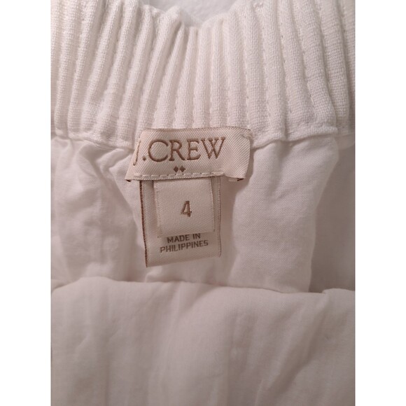 J. Crew Pull On Skirt Elastic Waist Linen Blend Cream Navy Geometric Size 4 - Picture 2 of 9